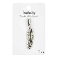 Silver Metal Feather Pendant by Bead Landing™