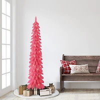 6ft. Pre-Lit Pink Alpine Artificial Pencil Tree, Clear Lights