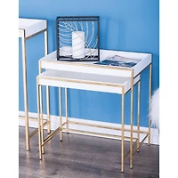 Set of 2 Gold Metal Contemporary Console Table, 22", 20"