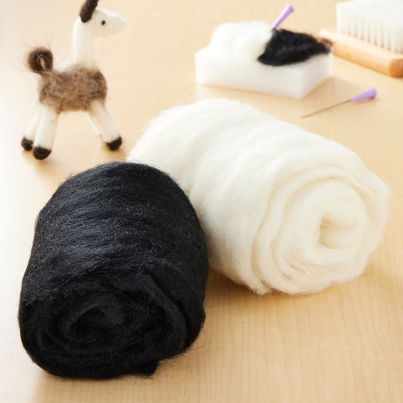 Dimensions® Needle Felting, Bulk White & Black Wool Roving