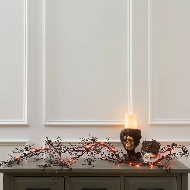 6ft. Orange LED Lighted Branch String Lights with Spiders by Ashland®