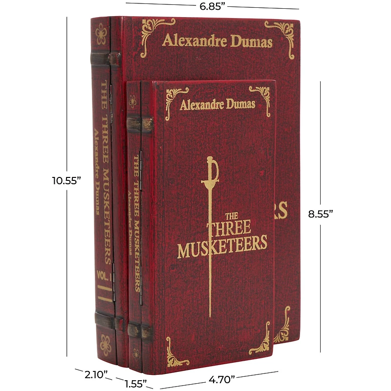Red The Three Musketeers Storage Faux Book Box Set