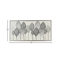 White & Gray Contemporary Leaf Framed Wall Art