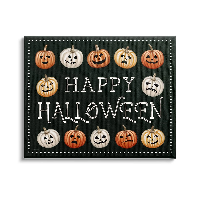 Stupell Industries Happy Halloween Jack-o-Lanterns Canvas Wall Art