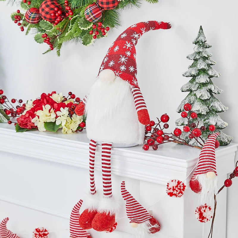 Glitzhome® 28" Fabric Christmas Gnome Shelf Sitter with Dangling Legs