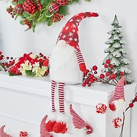 Glitzhome® 28" Fabric Christmas Gnome Shelf Sitter with Dangling Legs