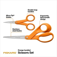 Fiskars® 8" & No.5 Micro-Tip® Orange-Handled Scissors Set