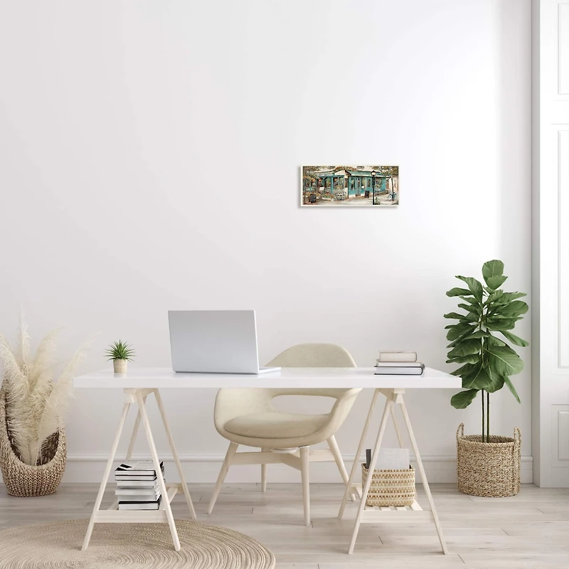 Stupell Industries European City Streets Traditional Restaurant Architecture Sidewalk Scene,7" x 17"