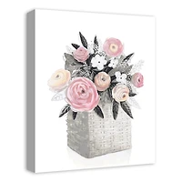 Pink Flower Basket  16" x 20" Canvas Wall Art