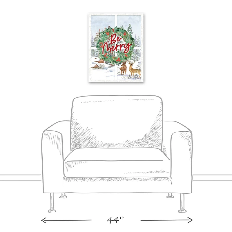Be Merry Winter Window 16x20 Canvas Wall Art