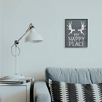 Stupell Industries Rustic My Happy Place Large Elk Antlers in Frame Wall Art