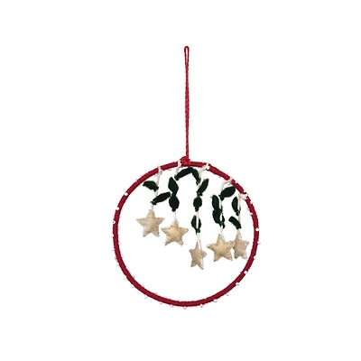 Hello Honey® 5" Multicolor Wool Felt Ornament with Hanging Stars & Beads