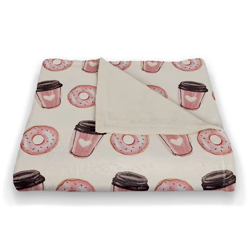 We Go Together Like Coffee & Donuts Coral Fleece Throw Blanket