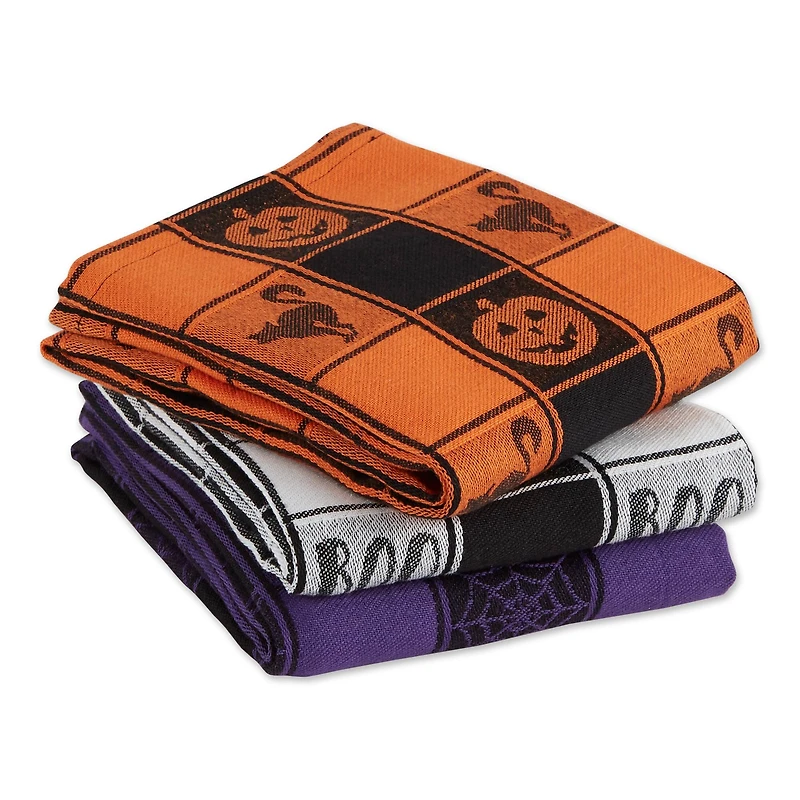DII® Halloween Woven Check Jacquard Dishtowel Set