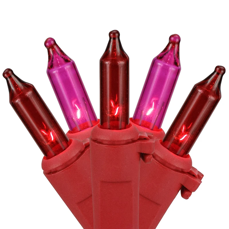 50ct Red and Pink Mini Valentine's Day Light Set 10ft Red Wire
