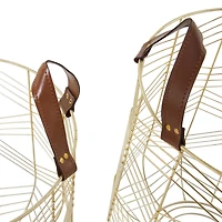 CosmoLiving by Cosmopolitan Gold Metal Storage Basket with Faux Leather Handles Set of 3 16", 14", 12"