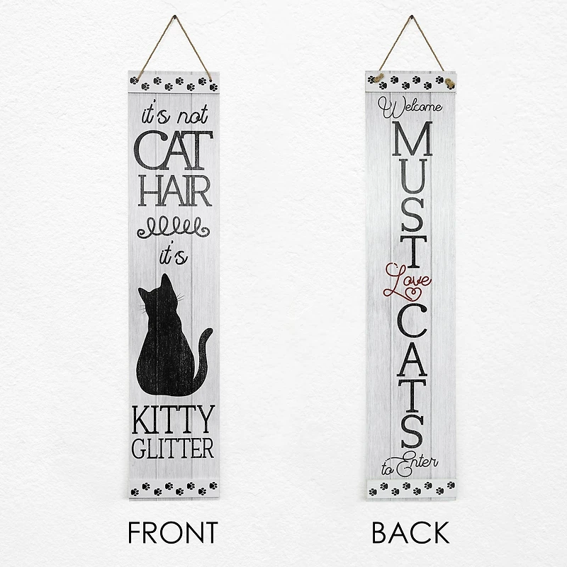 American Art Décor™ 47.25" Glitter Must Love Cats Double-Sided Hanging & Leaning Wall Sign