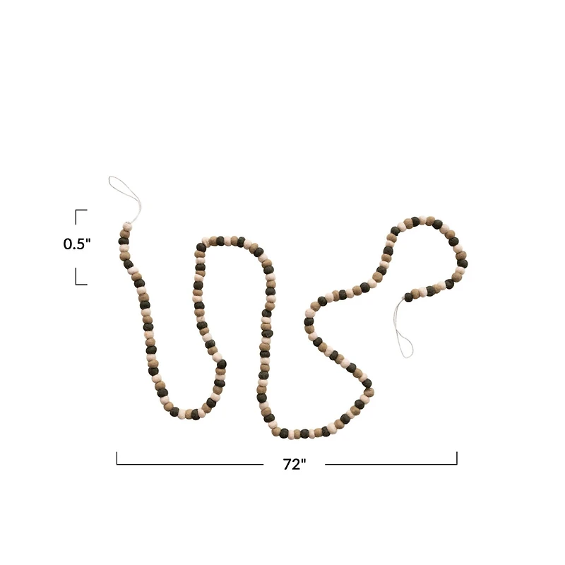 Hello Honey® 6ft. Cream & Brown Wool Felt Ball Garland