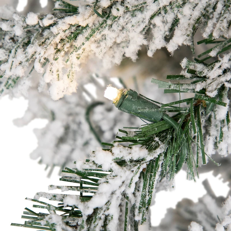 6.5ft. Pre-Lit Medium Flocked Pine Artificial Christmas Tree, Warm White LED Lights