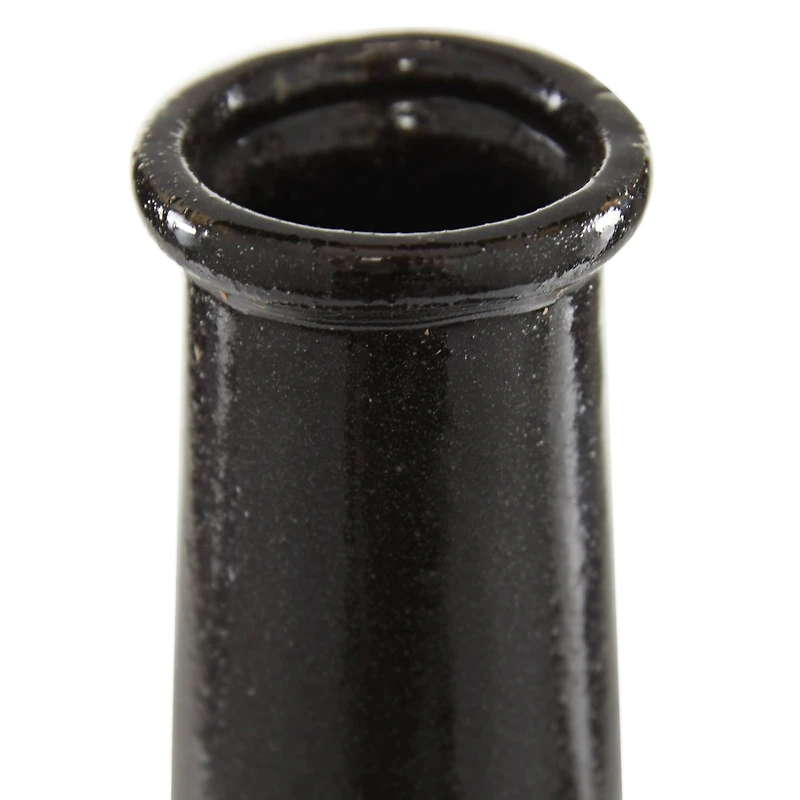 Black Porcelain Eclectic Vase, 18" x 6" x 6"