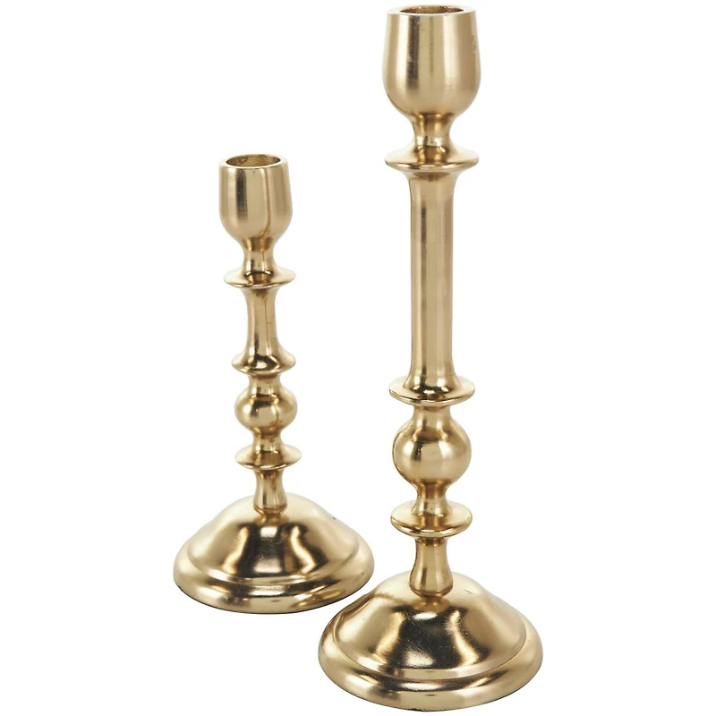 Gold Aluminum Metal Candle Holder Set
