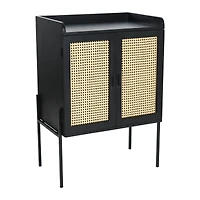 Hello Honey® 3ft. Black Bar Cabinet with Natural Woven Cane Details