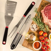 Gibson Home® Black & Red Huckleberry 3 Piece Stainless Steel BBQ Tool Set