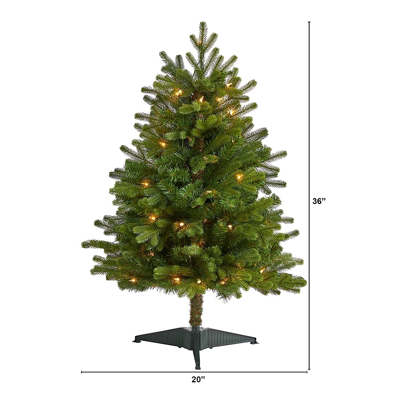 3ft. Pre-Lit Washington Fir Artificial Christmas Tree, Clear LED Lights