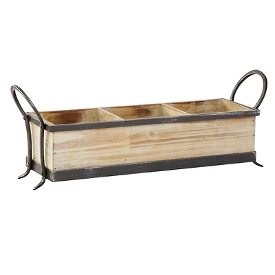 22" Brown Wood Farmhouse Tray