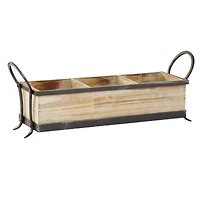 22" Brown Wood Farmhouse Tray