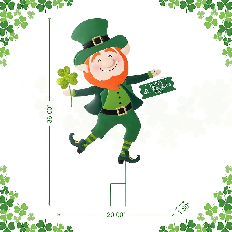 Glitzhome® 36" St.Patrick's Metal Leprechaun Yard Stake