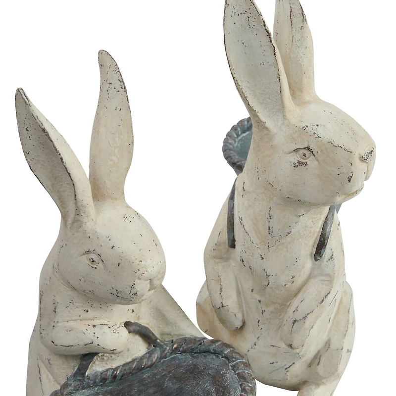 Hello Honey® Antique White & Gray Bunny Figurine Set