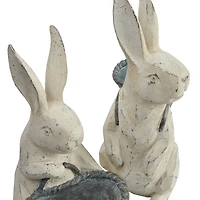 Hello Honey® Antique White & Gray Bunny Figurine Set