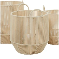 Cotton Handmade Storage Basket with Handles Set of 3 18", 16