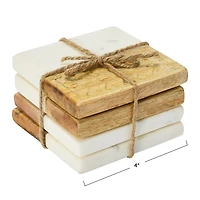 Hello Honey® Hand-Carved Engraved Mango Wood Square Trivets, 4ct.