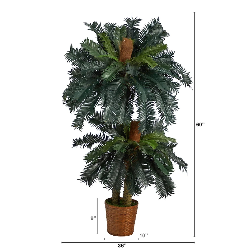 5ft. and 3ft. Potted Double Sago Palm Artificial Tree