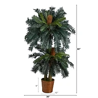 5ft. and 3ft. Potted Double Sago Palm Artificial Tree