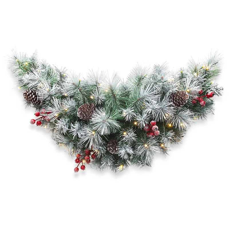 Glitzhome® 3ft, Pre-Lit Pinecones & Berries Artificial Christmas Swag