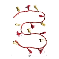 Hello Honey® 6ft. Red & White Painted Metal Bells & Cotton Tassels Garland
