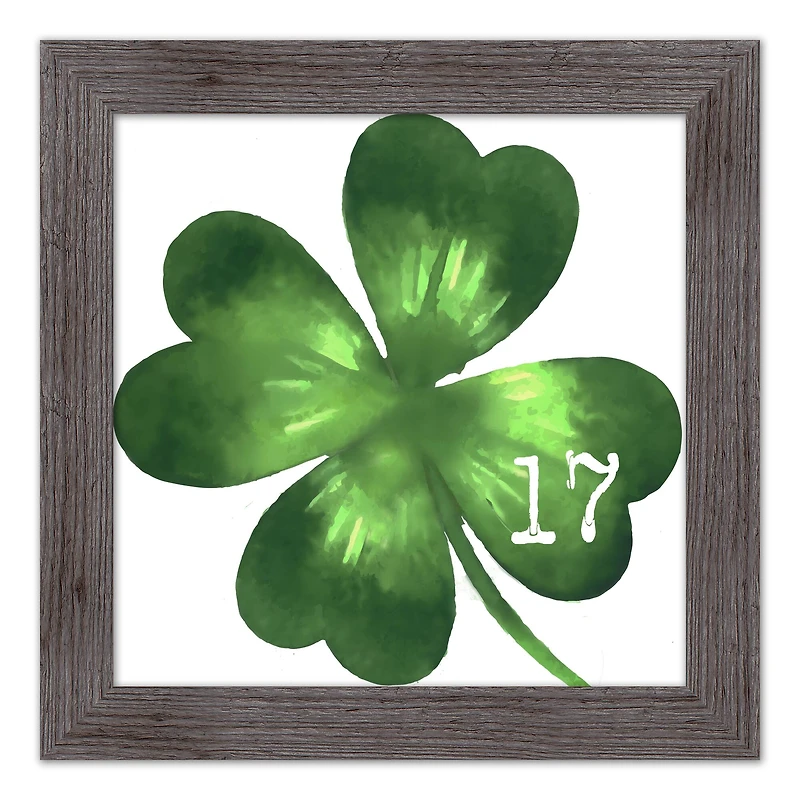 Large Four Leaf Clover Date Framed Print 2 16" x 16" Western Gray Framed Print