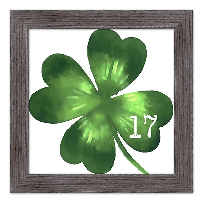 Large Four Leaf Clover Date Framed Print 2 16" x 16" Western Gray Framed Print