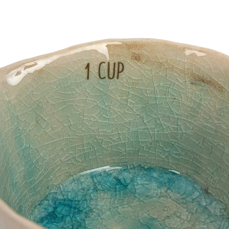 Hello Honey® Green Stoneware Measuring Cups with Reactive Crackle Glaze, 4ct.
