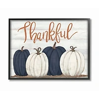 Stupell Industries Pumpkin Harvest Thankful Print with Frame Wall Accent