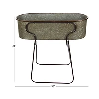 38" Gray Metal Farmhouse Planter