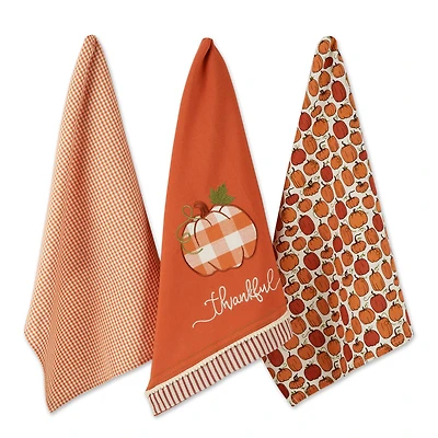 DII® Thankful Check Pumpkin Dishtowel Set