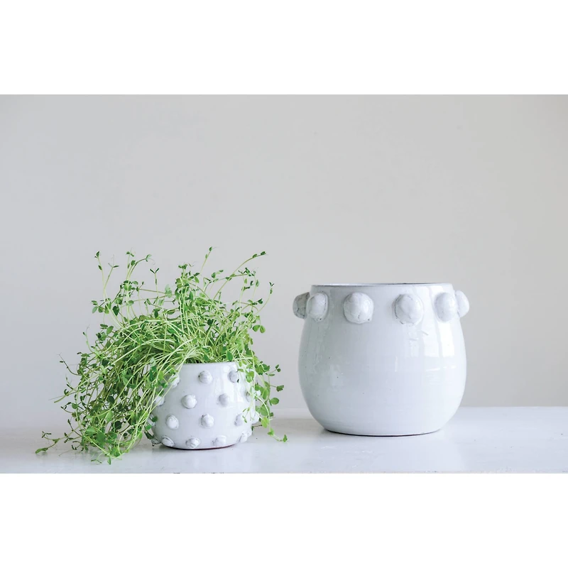 Hello Honey® 9" White Bubble Design Top Terracotta Planter