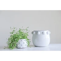 Hello Honey® 9" White Bubble Design Top Terracotta Planter