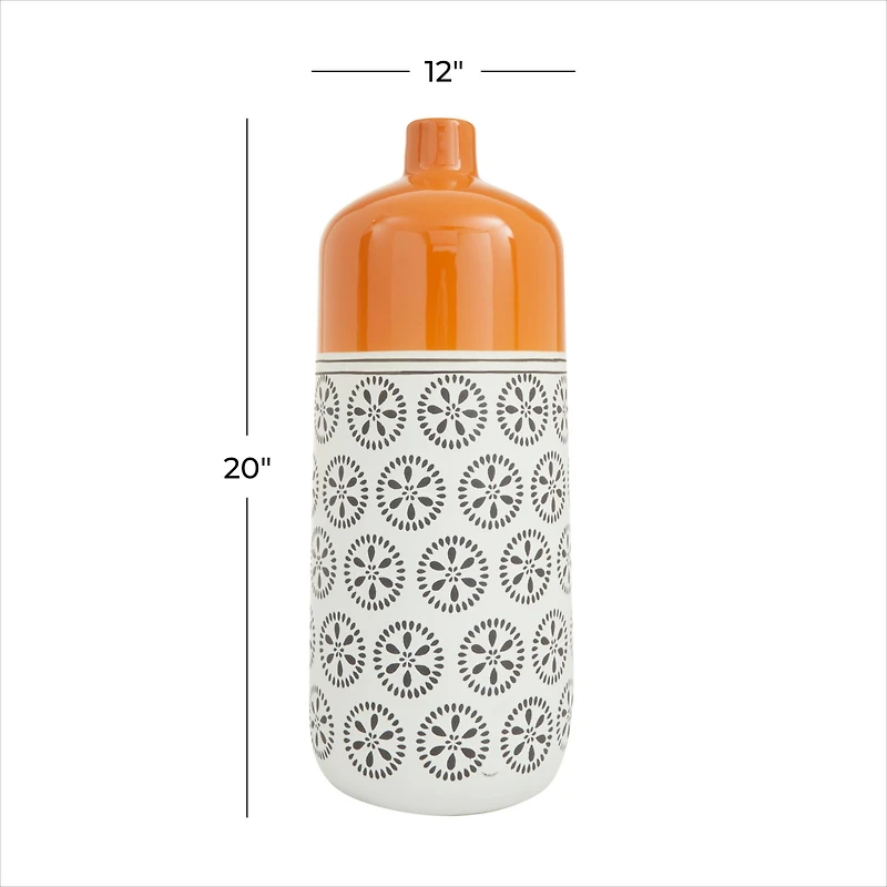 White Stoneware Transitional Vase, 20" x 12" x 10"