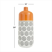 White Stoneware Transitional Vase, 20" x 12" x 10"