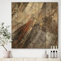 Designart - Fire and Ice Minerals III - Farmhouse Print on Natural Pine Wood